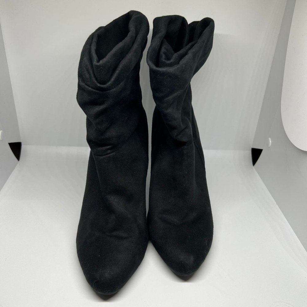 Fioni Faux Suede Black Slouch Booties - Size 8